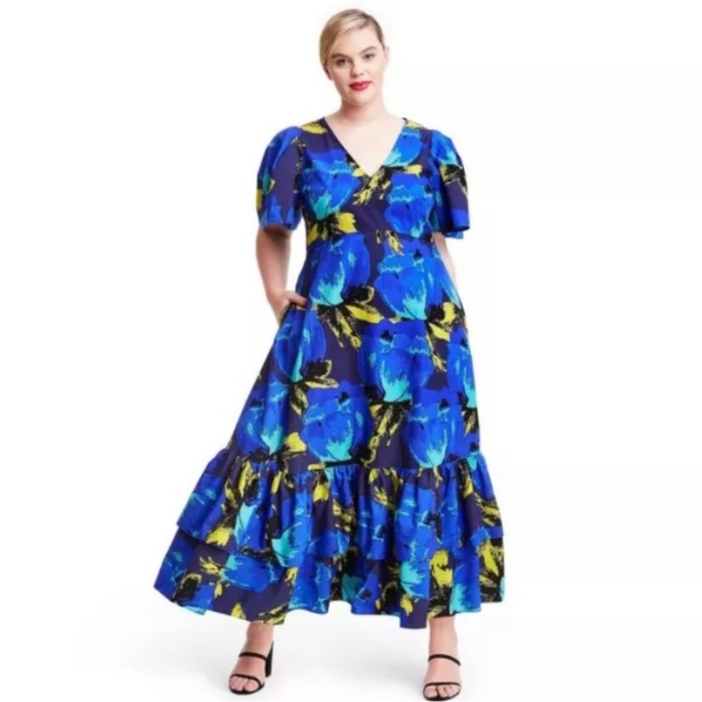 Christopher John Rogers x Target Floral Puff Sleeve Tiered Dress Size 2